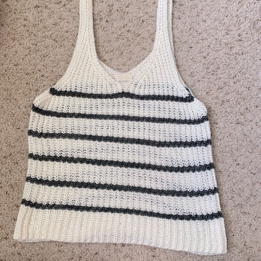 Black & White Stripe Knit Tank Top